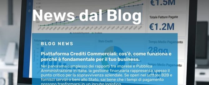 Dashboard digitale della Piattaforma Crediti Commerciali (PCC) su monitor aziendale con grafici finanziari