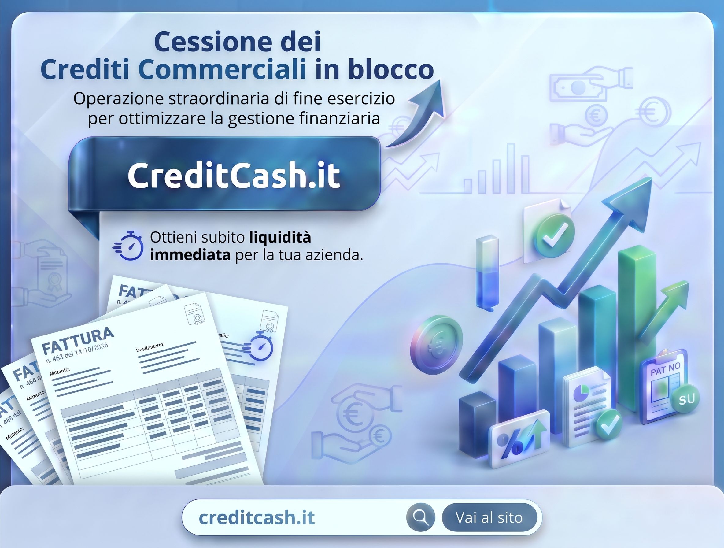 Grafico di crescita cessione crediti commerciali in blocco